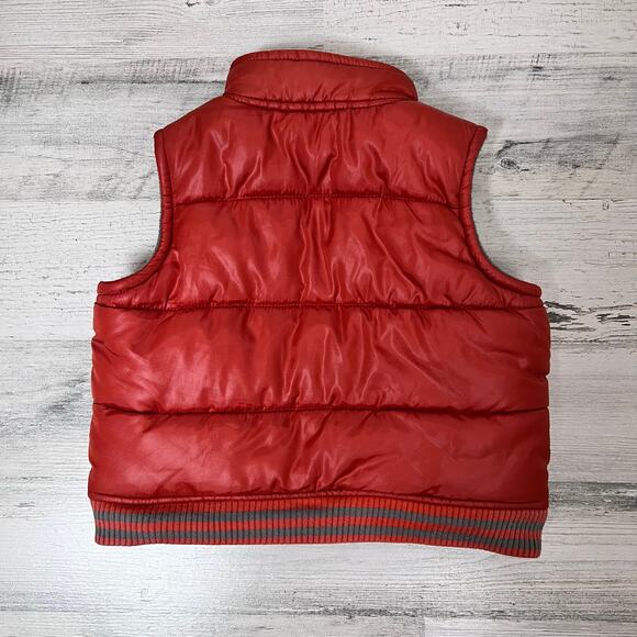 Janie and Jack Vest Baby Boys 3-6M Orange Fleece Lined Puffer Snap Front Pockets - Picture 2 of 7